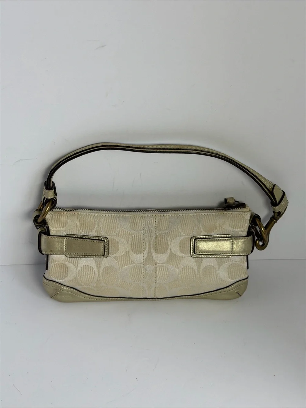 Coach Y2K Pale Signature Canvas/Gold Trim Demi Shoulder Bag